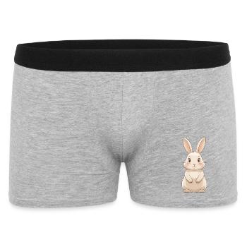 Süßer Hase Cartoon Illustration - Männer Boxer Shorts - Grau meliert - Vorne