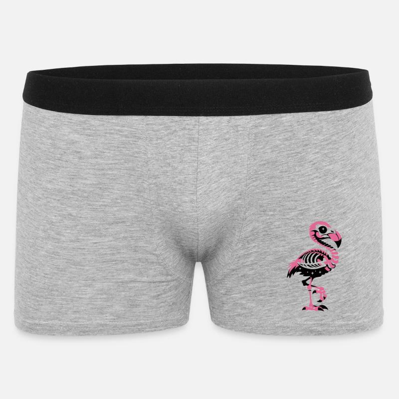 Flamingo Skelett Pink Gothic - Männer Boxer Shorts - Grau meliert