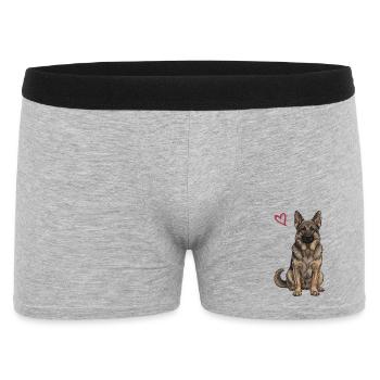 Schwarz-brauner Deutscher Schäferhund - Männer Boxer Shorts - Grau meliert - Vorne