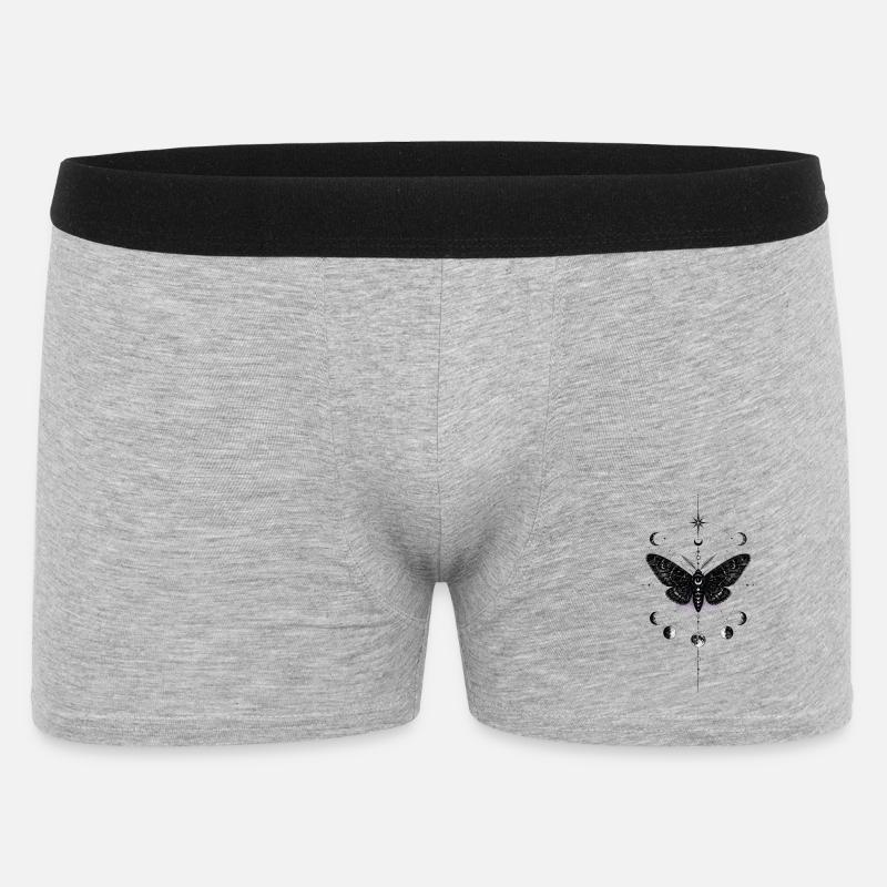 Moonlit Moth in Celestial Ring - Men's Boxer Shorts - heather grey