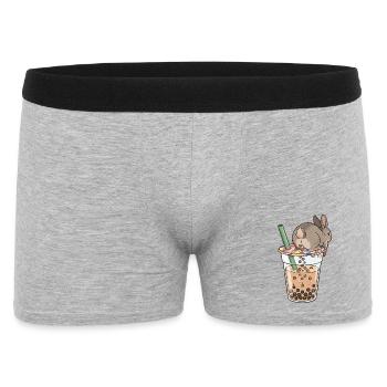 Bubble Tea Boba Drôle de Lapin mignon - Boxer Homme - gris chiné - Devant