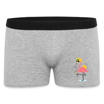 Design d’été flamant – Ambiance tropicale - Boxer Homme - gris chiné - Devant