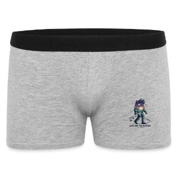 Astronaut über Berge und Sterne - Männer Boxer Shorts - Grau meliert - Vorne