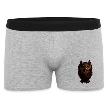Komische Eule - Männer Boxer Shorts - Grau meliert - Vorne