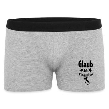 Glaub an Tiramisu Italien Spruch Geschenk - Männer Boxer Shorts - Grau meliert - Vorne
