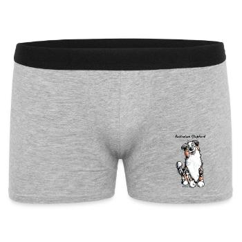 Witziger Australian Shepherd - Männer Boxer Shorts - Grau meliert - Vorne