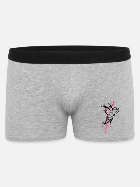 Papillon filigrané, ailes, tatouage tribal - Boxer Homme - gris chiné