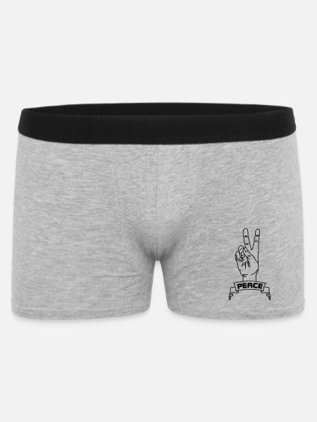 Hand gestures peace with peace text - Men's Boxer Shorts - heather grey