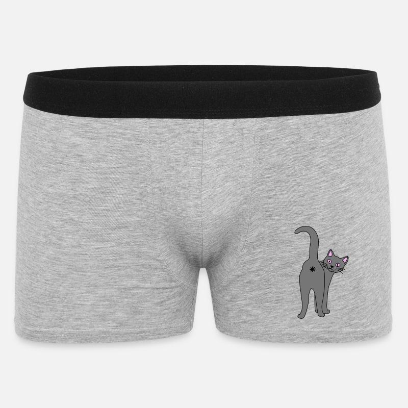 Freche Katze - Männer Boxer Shorts - Grau meliert