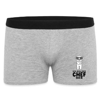 Chef Spruch mit Eisbär Motiv - Männer Boxer Shorts - Grau meliert - Vorne
