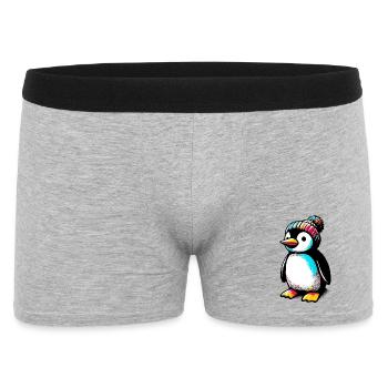Penguin with winter wool cap hat - Men's Boxer Shorts - heather grey - Front