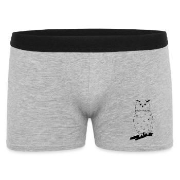 Uhu - Grafik schwarz-weiss - Männer Boxer Shorts - Grau meliert - Vorne