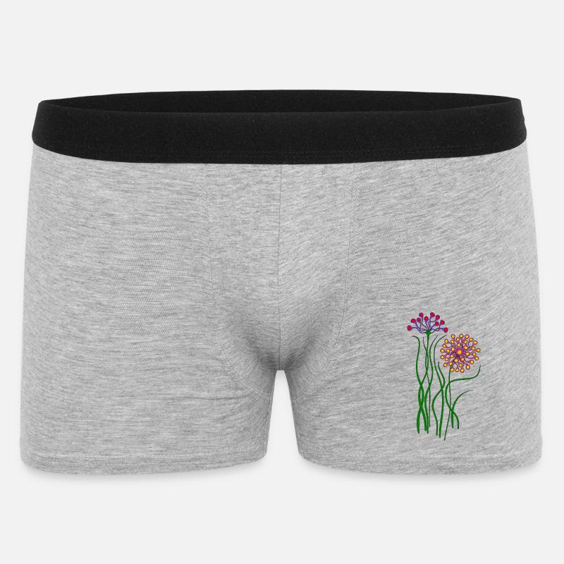Blumen - Männer Boxer Shorts - Grau meliert