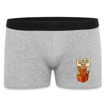 Mignon bonhomme en pain d’épice dans un cadeau - Boxer Homme - gris chiné - Devant