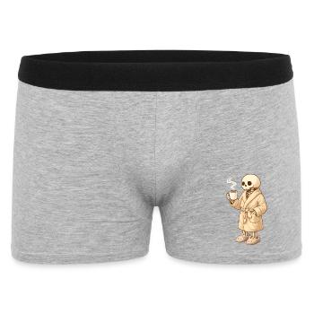 Cozy skeleton in bathrobe – time for rest - Men's Boxer Shorts - heather grey - Front