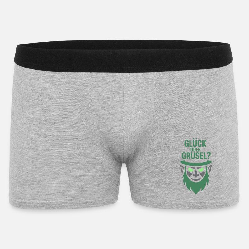 Glück oder Grusel Kobold-Motiv - Männer Boxer Shorts - Grau meliert