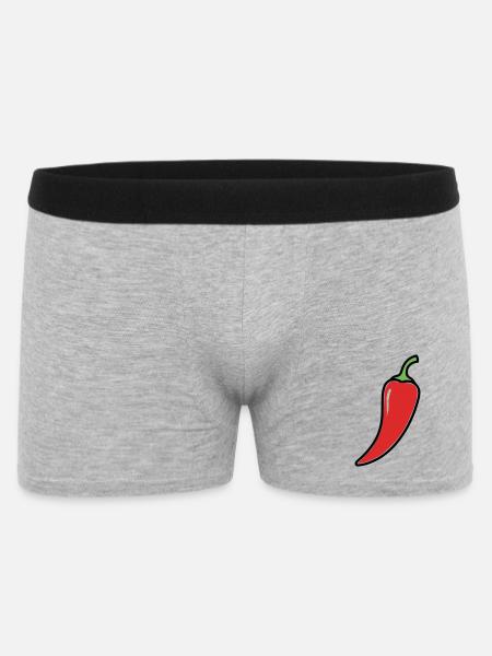 Chili Schote Scharf Comic - Männer Boxer Shorts - Grau meliert