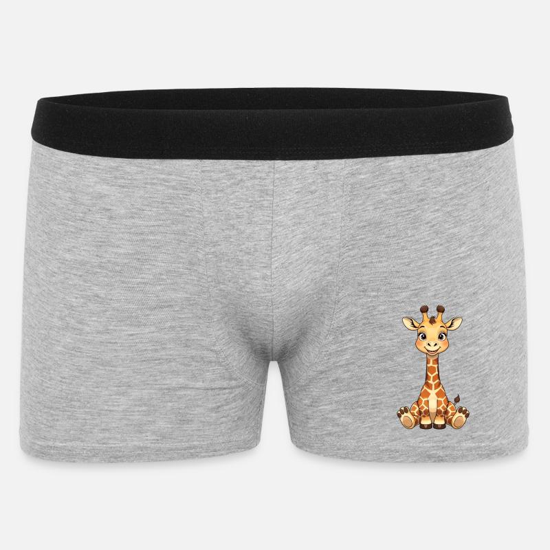Kuschelige Giraffe Lächeln - Männer Boxer Shorts - Grau meliert