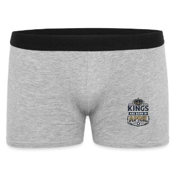 Kings are born in april - Männer Boxer Shorts - Grau meliert - Vorne