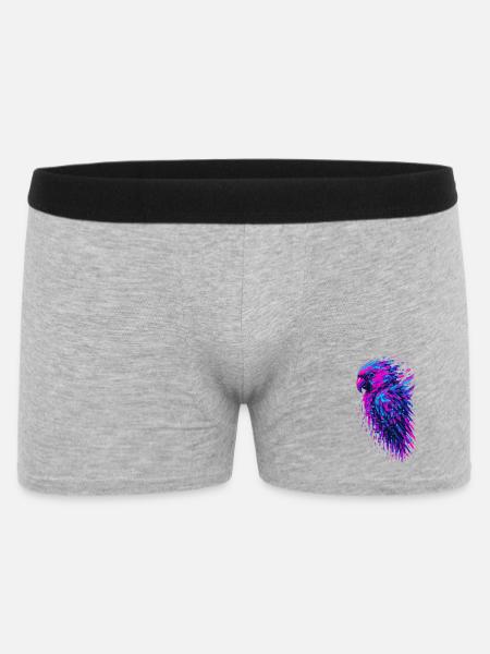 Papagei-Glitch-Kunst Cyber-Vibration - Männer Boxer Shorts - Grau meliert