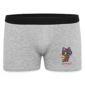 Kawaii Camping Katze und Rucksack - Männer Boxer Shorts - Grau meliert - Vorne
