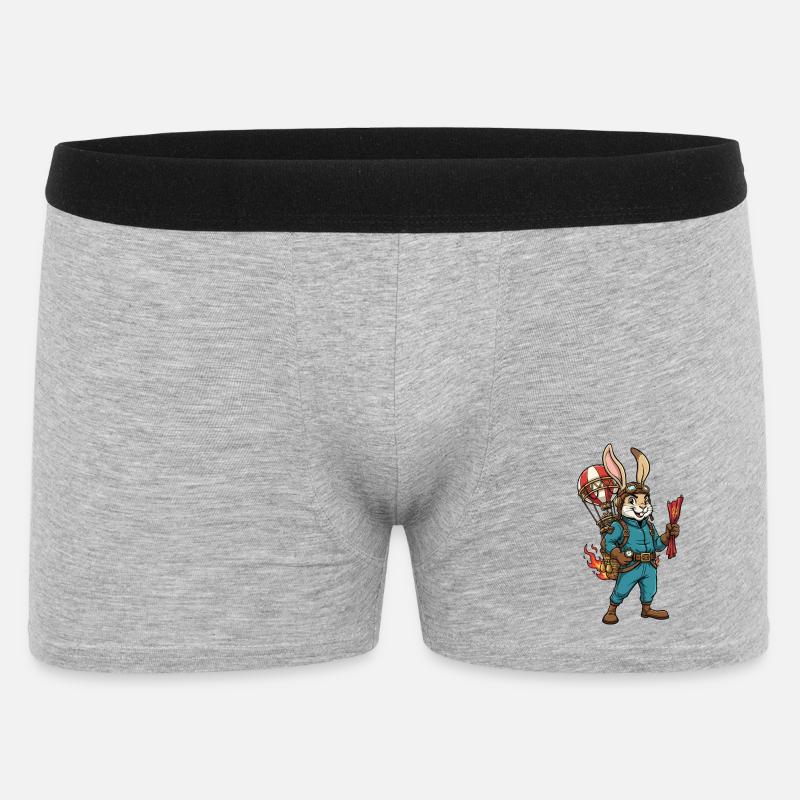 Rabbit Aviator Steampunk Heißluftballonflug - Männer Boxer Shorts - Grau meliert