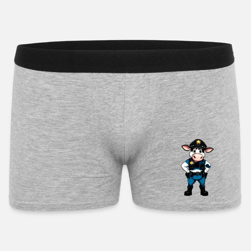 Polizei Kuh - Männer Boxer Shorts - Grau meliert