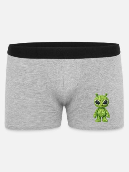 Gestrickter Alien - Männer Boxer Shorts - Grau meliert