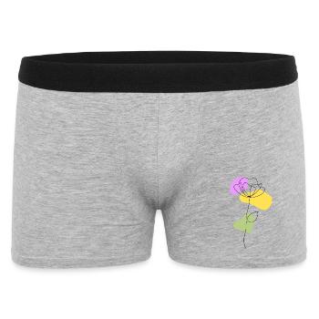 Fleur au trait linéaire avec des formes pastel - Boxer Homme - gris chiné - Devant