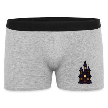Spukschloss bei Nacht - Männer Boxer Shorts - Grau meliert - Vorne