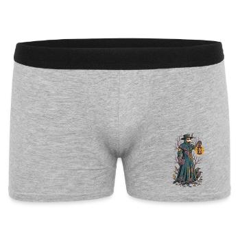 Der Pestdoktor mit der Laterne - Männer Boxer Shorts - Grau meliert - Vorne