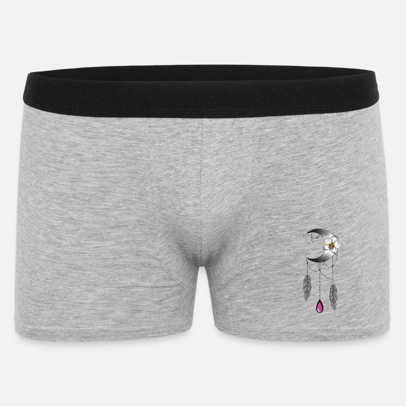 Lune orchidée plume et perle type attrape rêve - Boxer Homme - gris chiné
