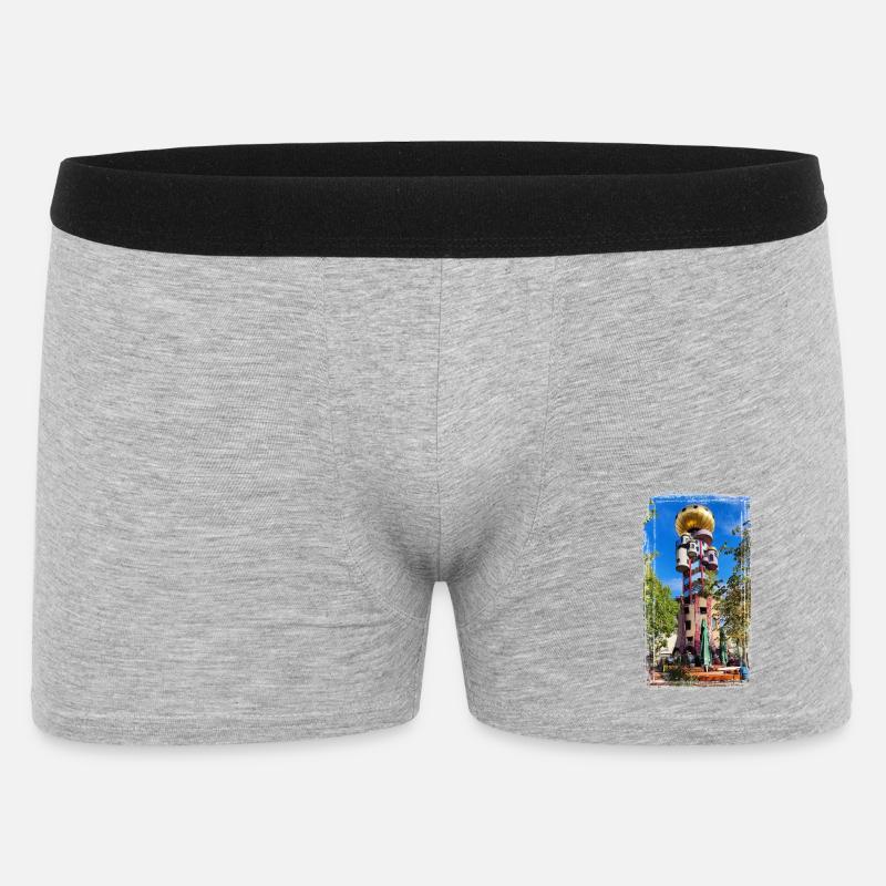 Hundertwasserturm beim Kuchlbauer - Männer Boxer Shorts - Grau meliert