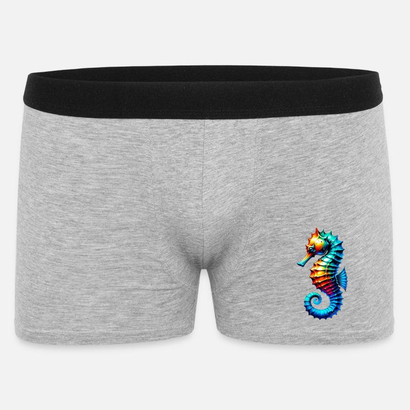 Seepferdchen - Männer Boxer Shorts - Grau meliert