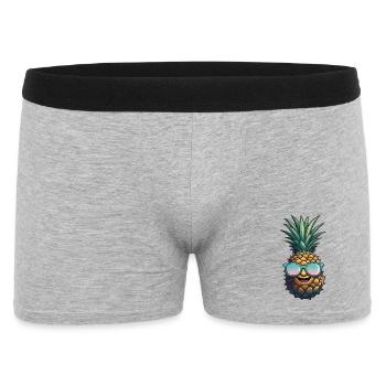 Ananas Pineapple Cool Sonnenbrille Geschenk - Männer Boxer Shorts - Grau meliert - Vorne