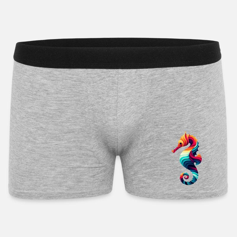Seepferdchen - Männer Boxer Shorts - Grau meliert