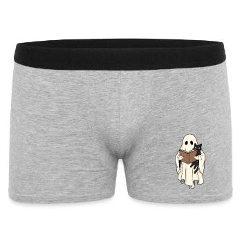 Reading Ghost with Cat in Book - Men's Boxer Shorts - heather grey - Front