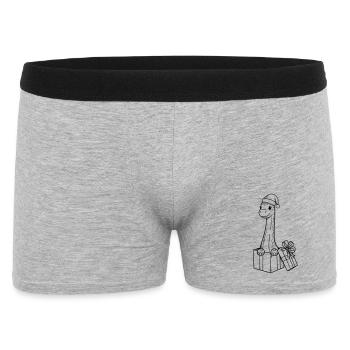Weihnachts-Giraffe mit Geschenken Illustration - Männer Boxer Shorts - Grau meliert - Vorne