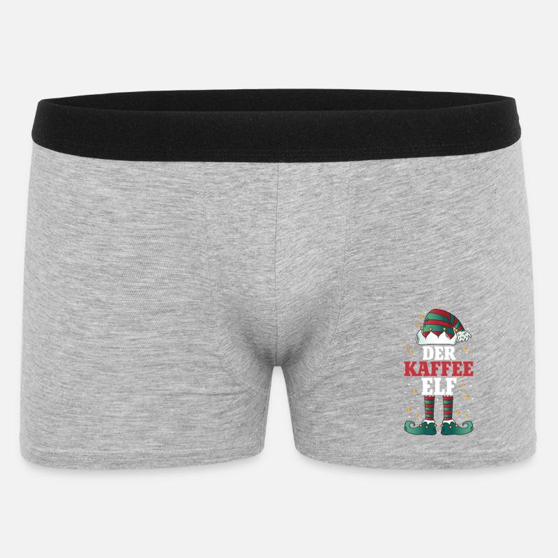 Noël L’Elfe du Café - Boxer Homme - gris chiné