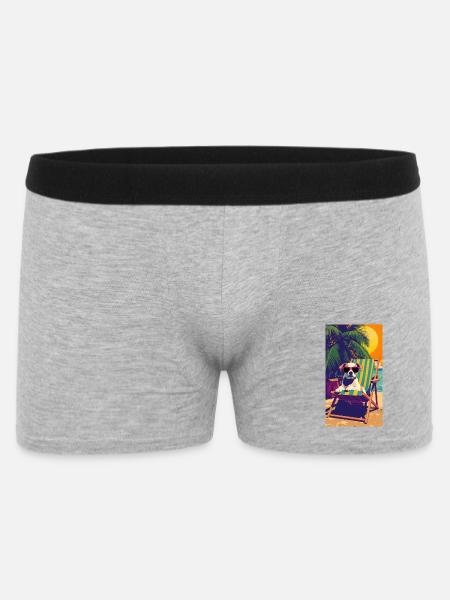 Chien au coucher du soleil sur une chaise longue de plage - Boxer Homme - gris chiné