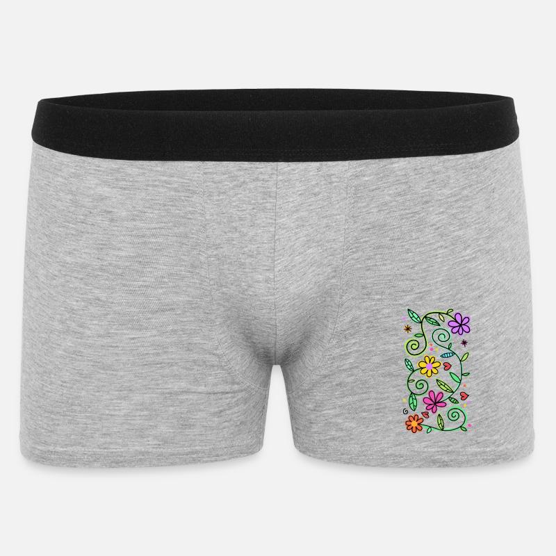 Dekorative Doodle-Gänseblümchen - Männer Boxer Shorts - Grau meliert