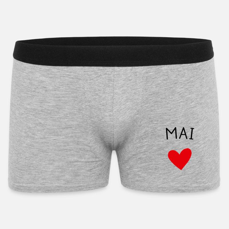Werdende Mutter May – Baby unterwegs ❤️ - Männer Boxer Shorts - Grau meliert