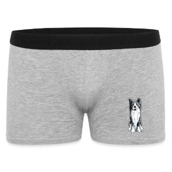 Fröhlicher Border Collie - Männer Boxer Shorts - Grau meliert - Vorne