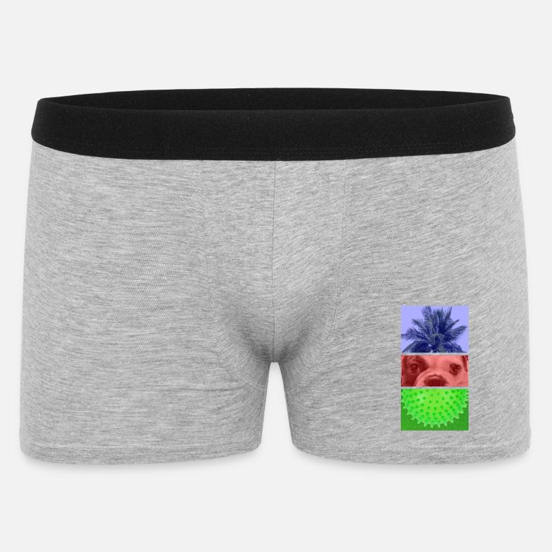 Triptychonpalme – Hund – Stacheln - Männer Boxer Shorts - Grau meliert