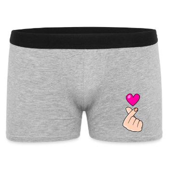 Finger heart love sign on black - Men's Boxer Shorts - heather grey - Front