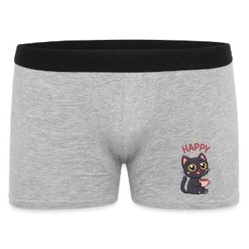 Chat Noir Kawaii Café Avec Tasse Rose - Boxer Homme - gris chiné - Devant