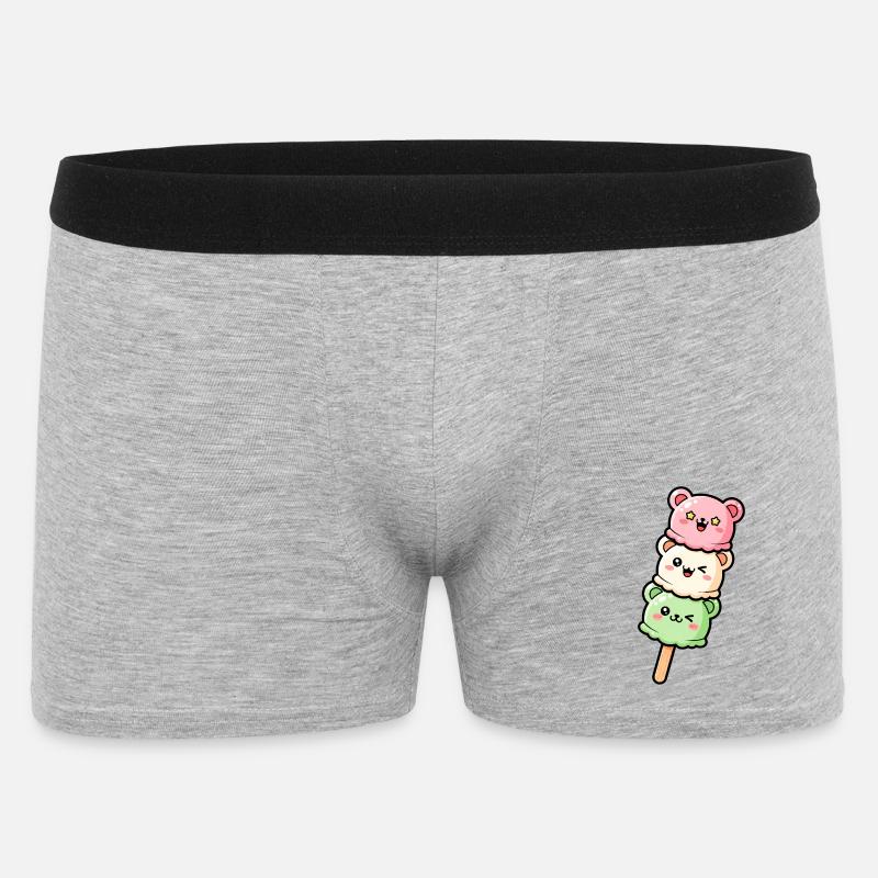 Pastel Kawaii Eiscremestapel - Männer Boxer Shorts - Grau meliert
