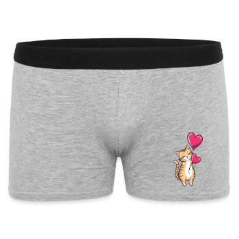 Katze mit Herz Ballon Geschenk Geburtstag - Männer Boxer Shorts - Grau meliert - Vorne