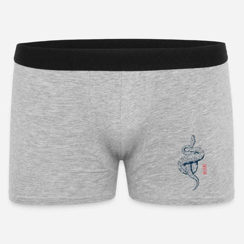 Python mit Kanji Stempel - Männer Boxer Shorts - Grau meliert