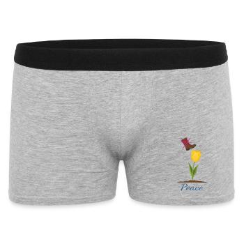 Peace und Blumen bewahren - Männer Boxer Shorts - Grau meliert - Vorne